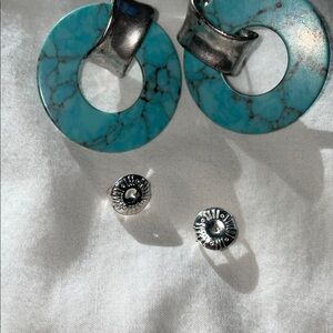 Robert Lee Morris Signed Turquoise Earrings with Silver Accents